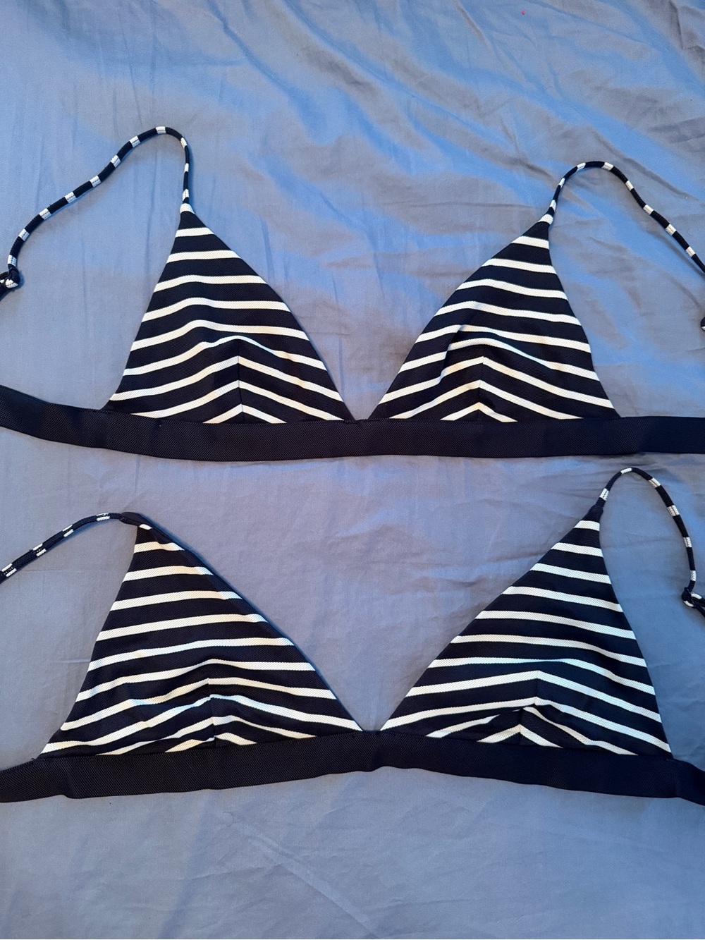 COS Navy & White Nautical Striped Triangle Bikini Top